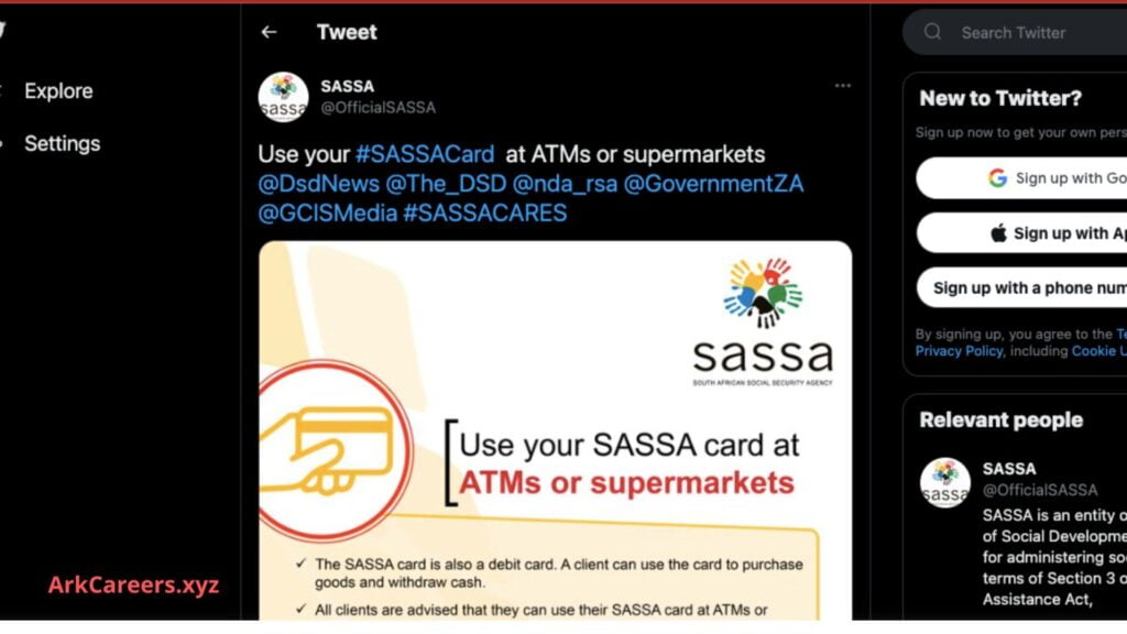 Use your SASSA Card at ATMs or supermarkets.